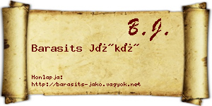 Barasits Jákó névjegykártya